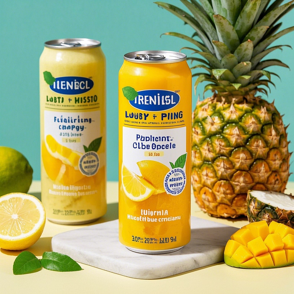 饮料厂定制自有品牌接受柠檬芒果菠萝罐头天然热带果汁混合风味起泡饮料